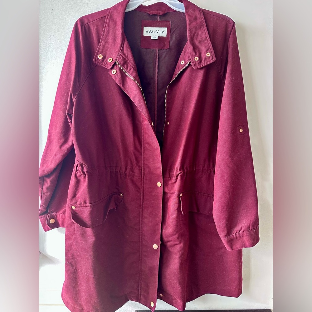 Ava & Viv Burgundy Trench Coat
